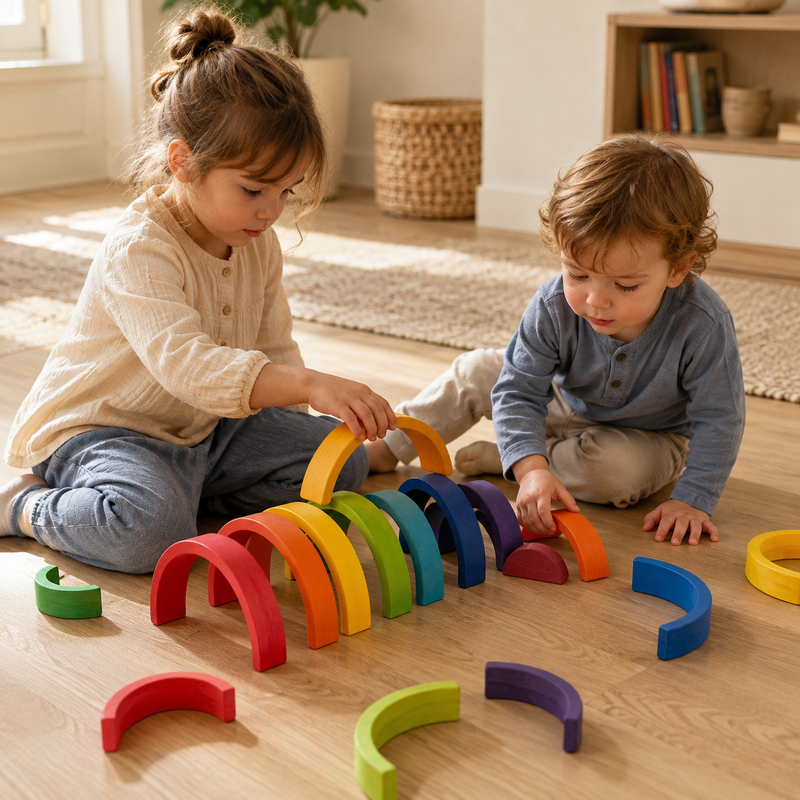 Wooden Rainbow Stacking Blocks