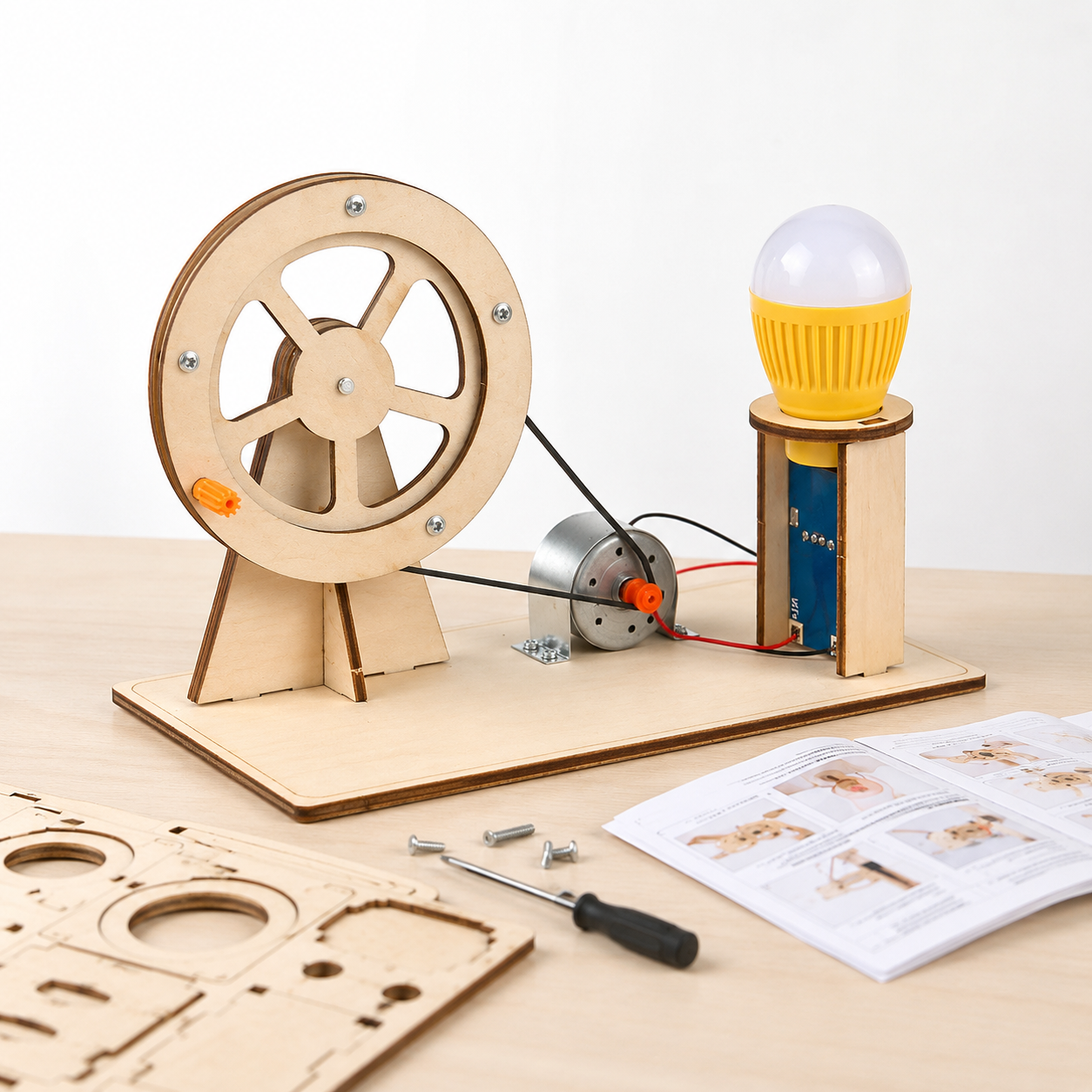 Wooden Hand-Crank Generator