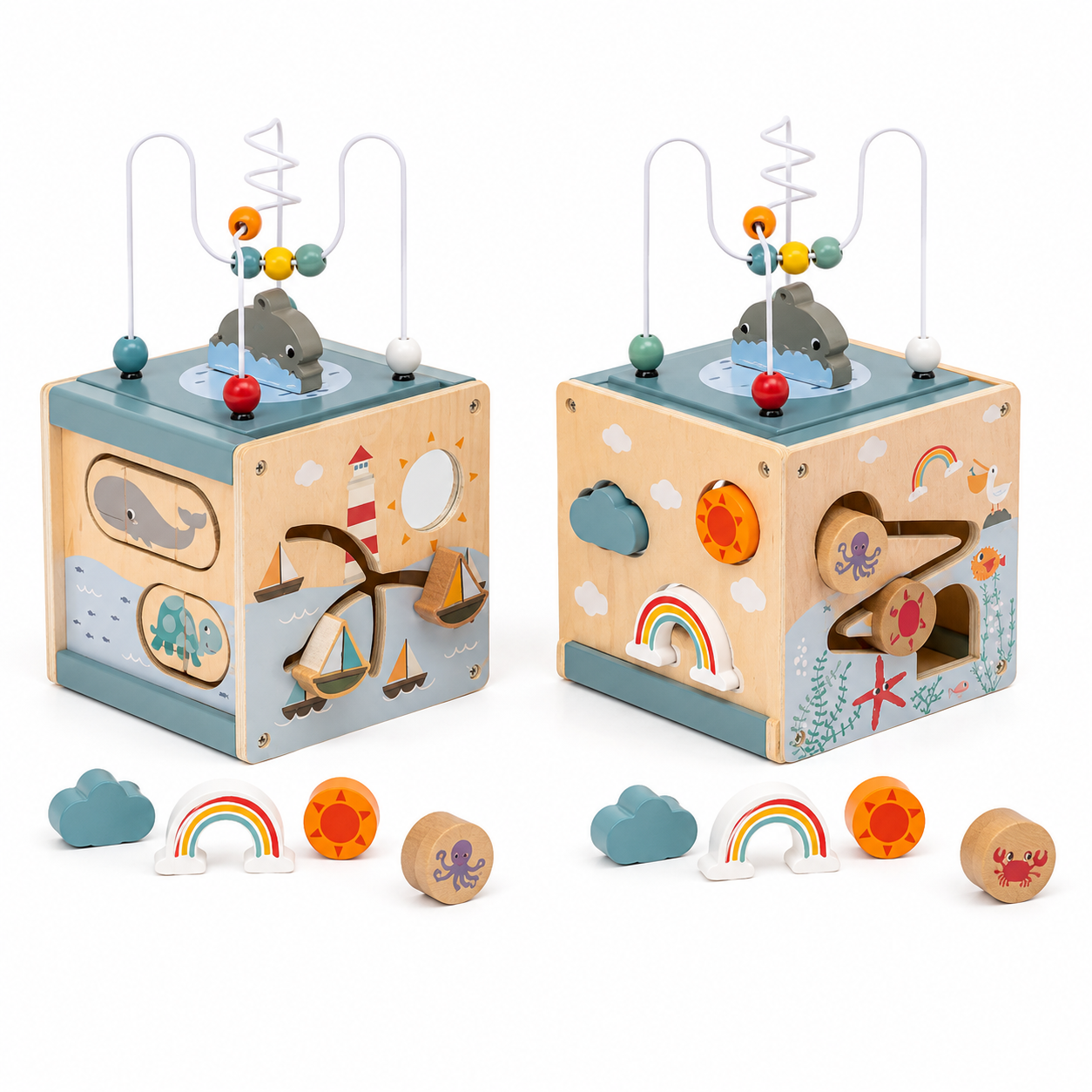 5-in-1 Wooden Activity Cube