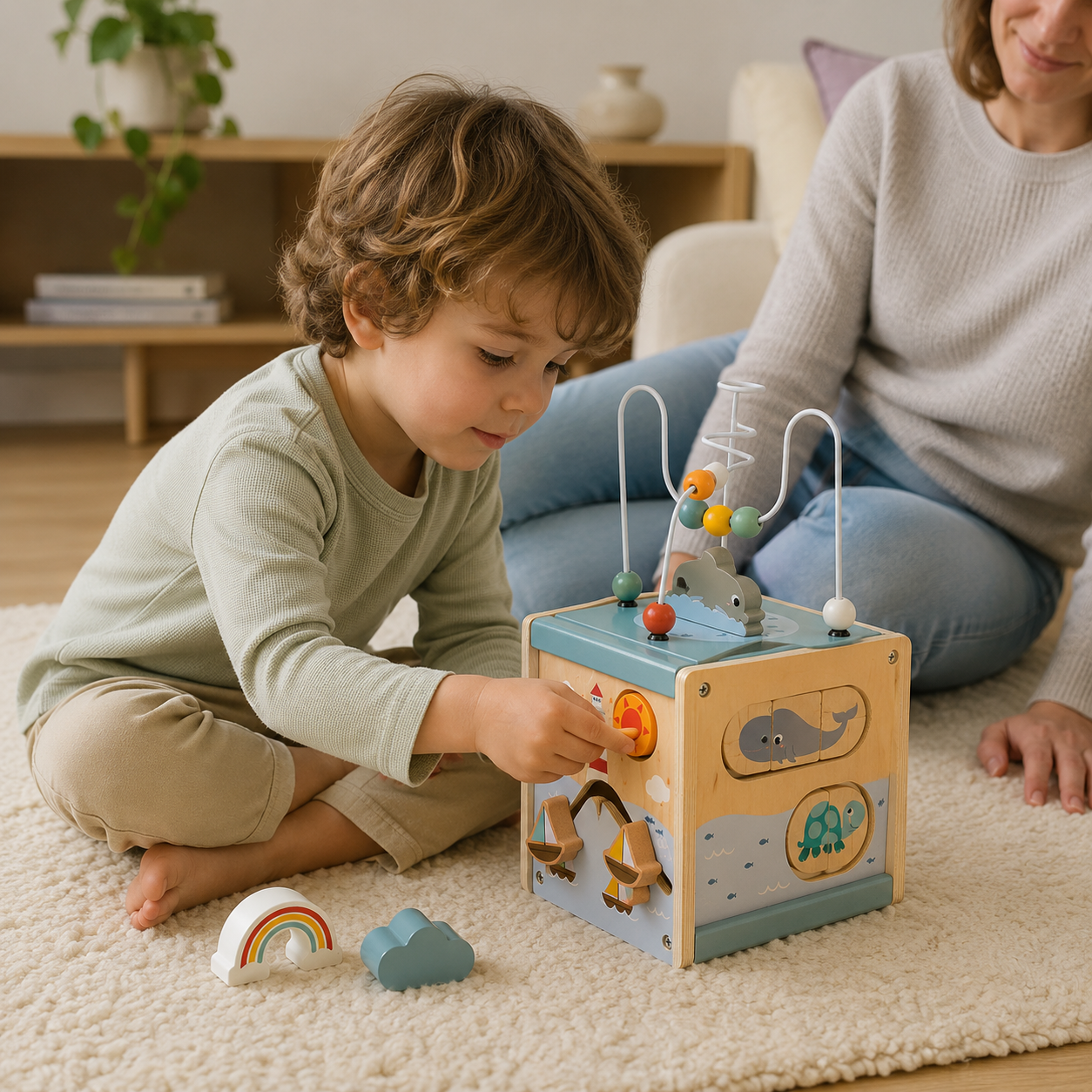 5-in-1 Wooden Activity Cube