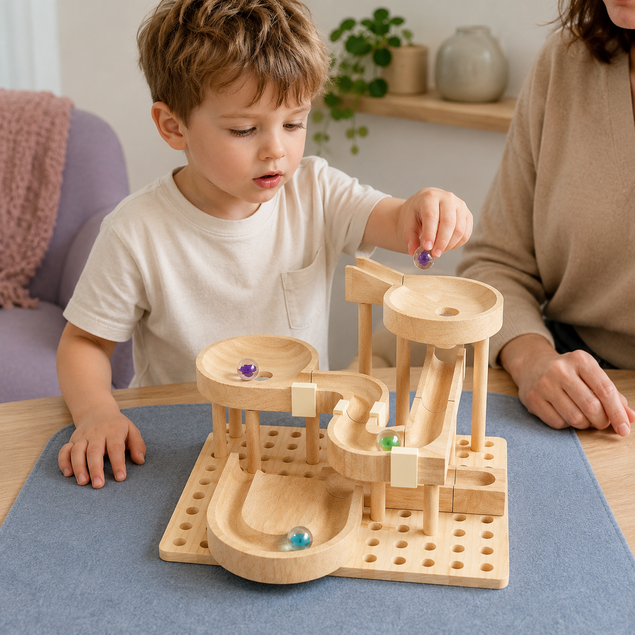 Wooden Marble Race Track