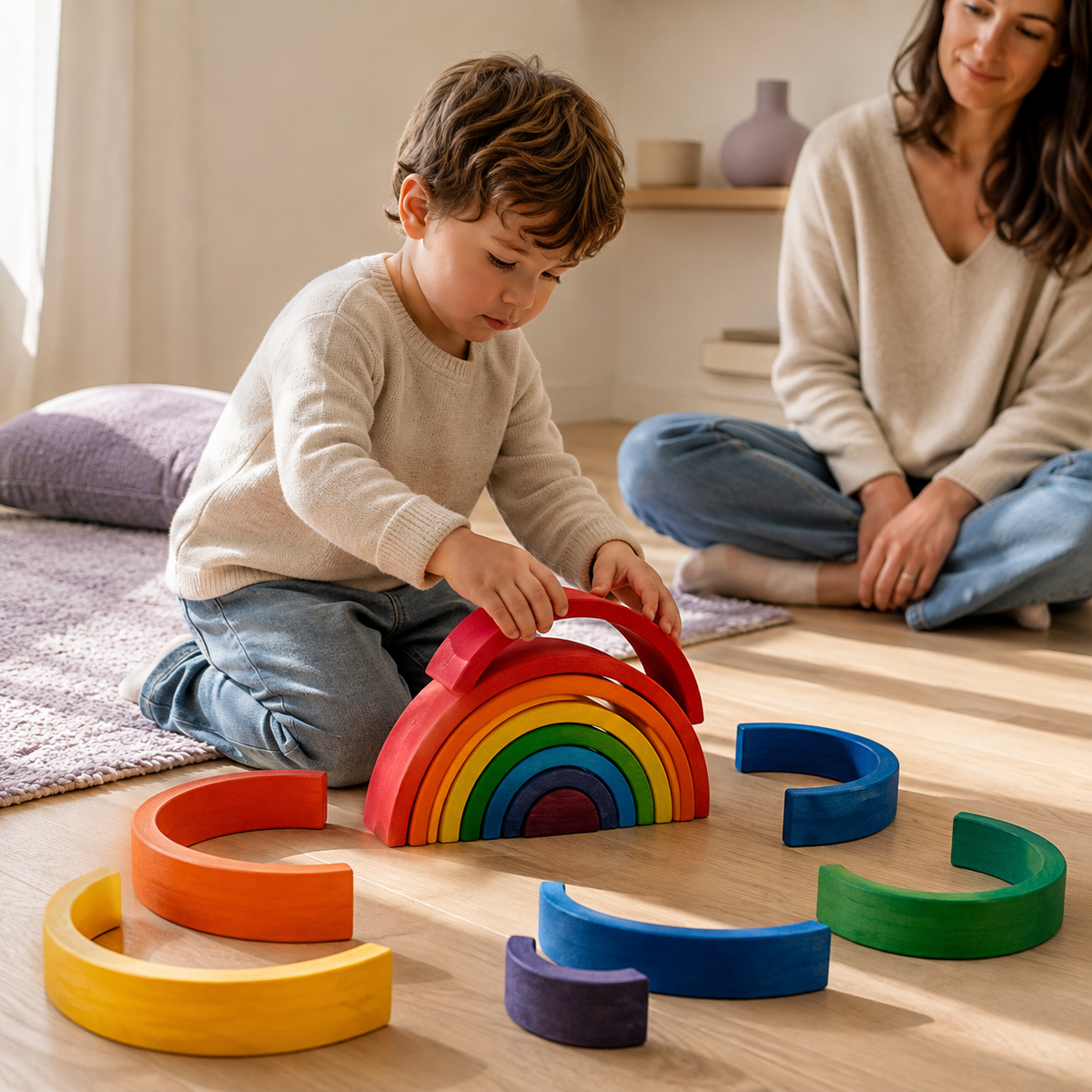 Wooden Rainbow Stacking Blocks