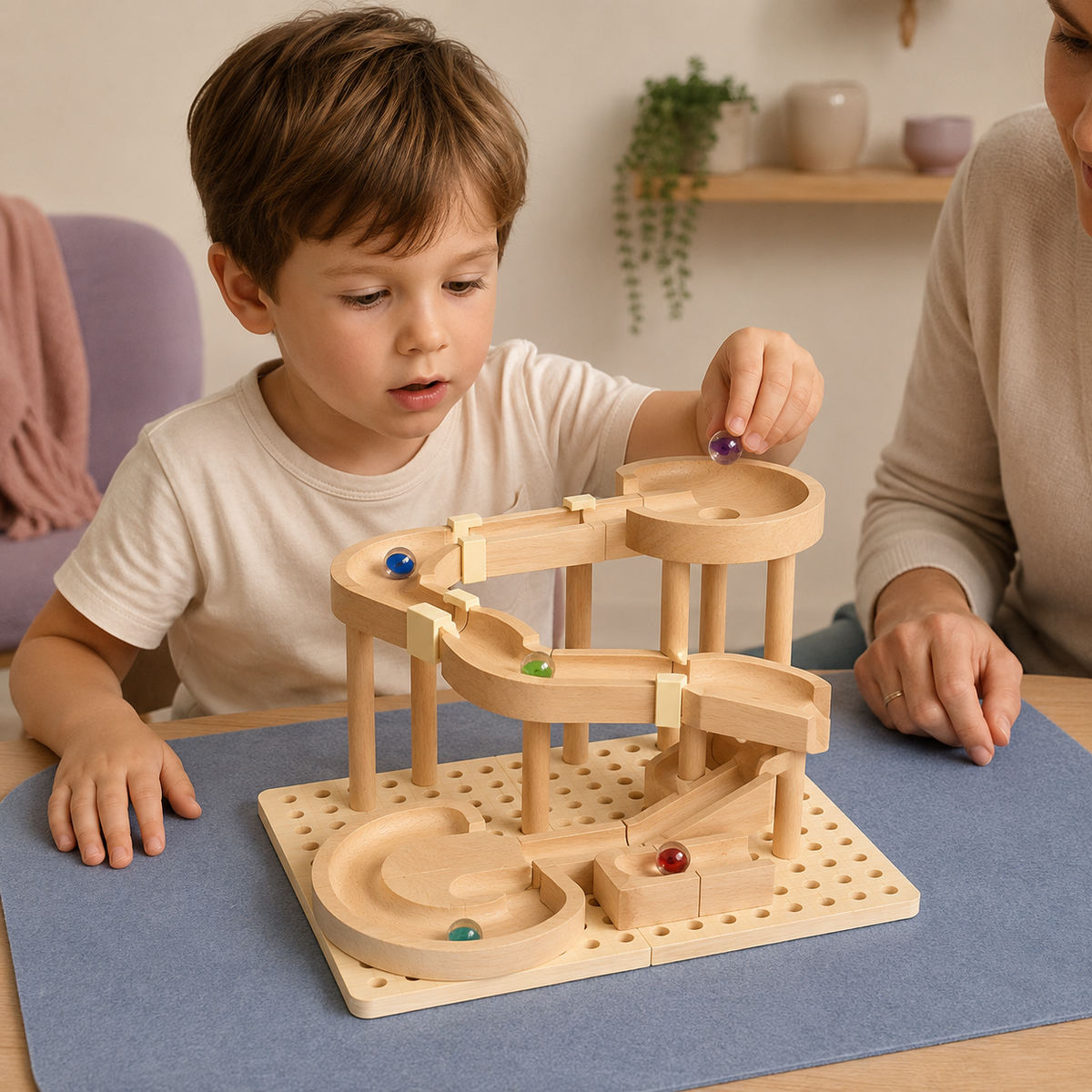 Wooden Ball Rolling Track Set