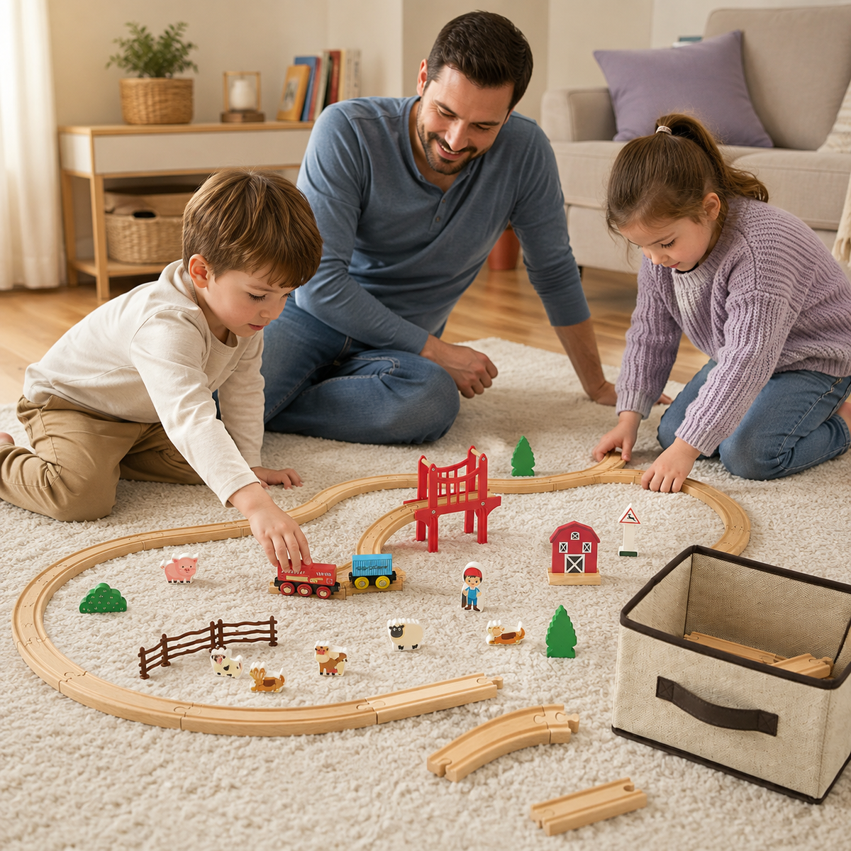 SucceBuy Wooden Train Set, 39pc