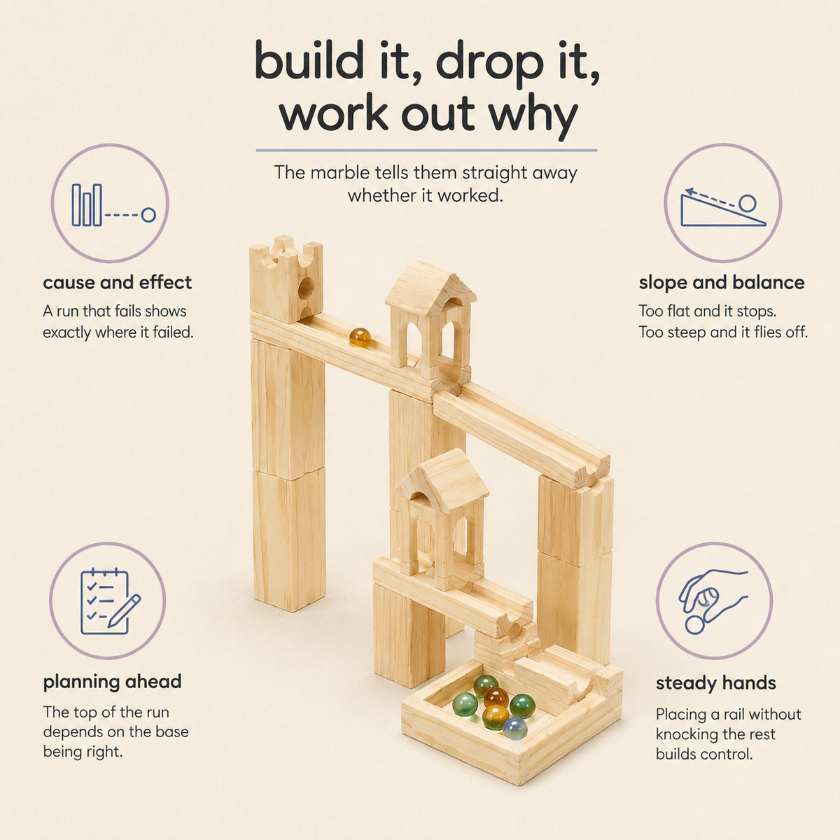 60pc Wooden Marble Track Kit