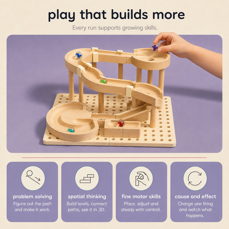 Wooden Ball Rolling Track Set
