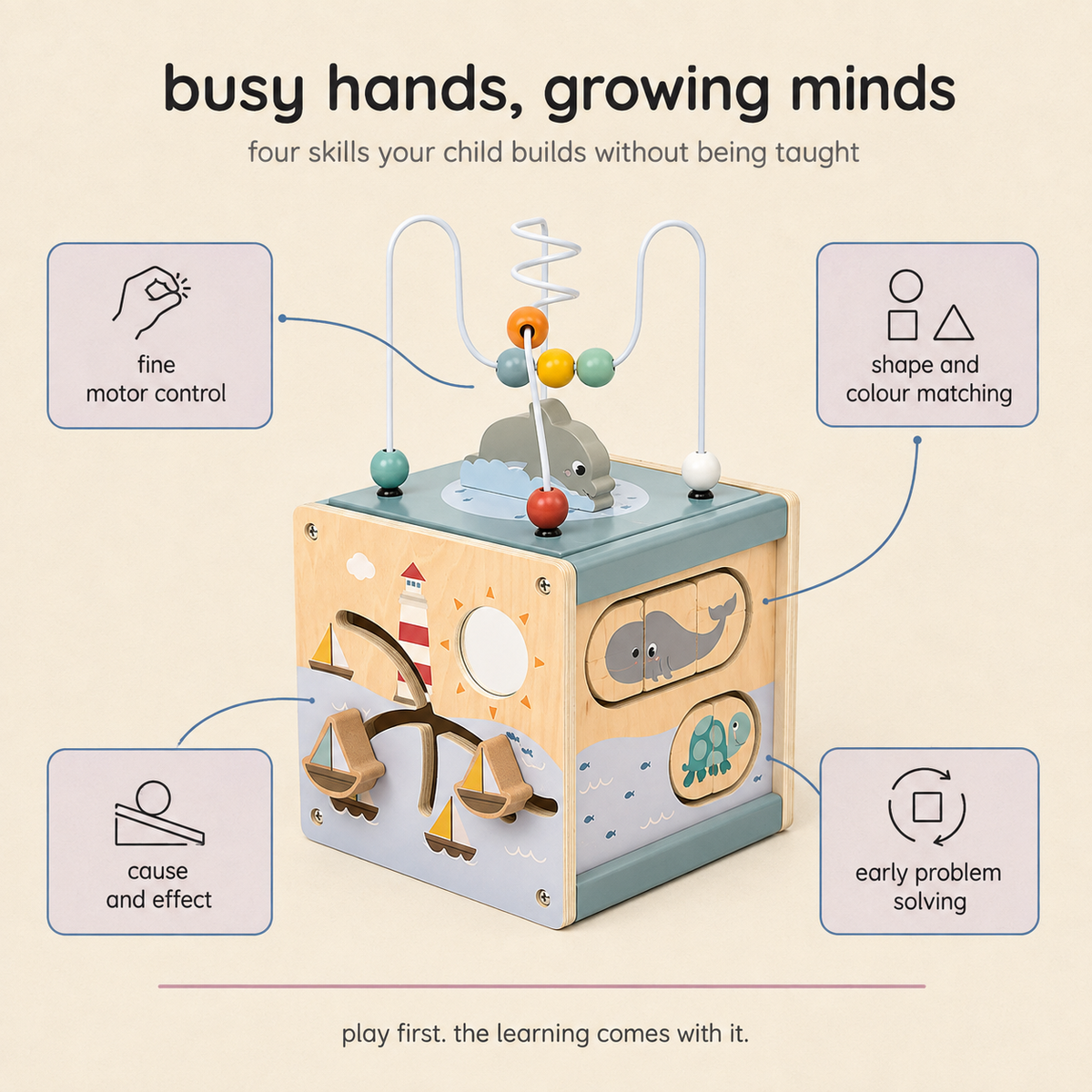 5-in-1 Wooden Activity Cube