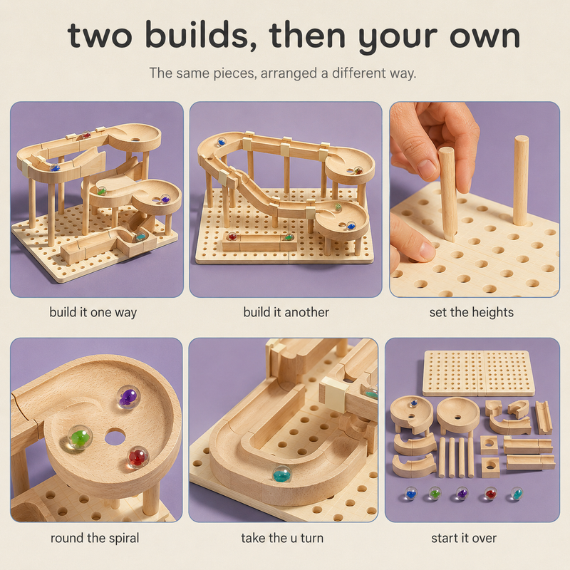 Wooden Ball Rolling Track Set