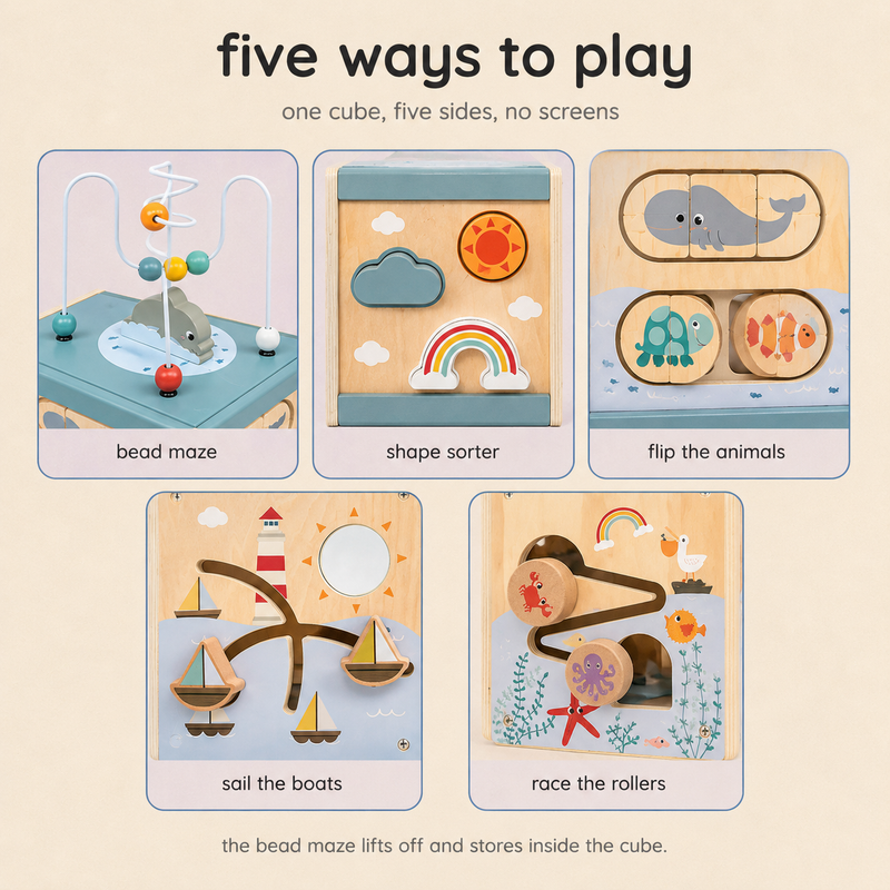 5-in-1 Wooden Activity Cube
