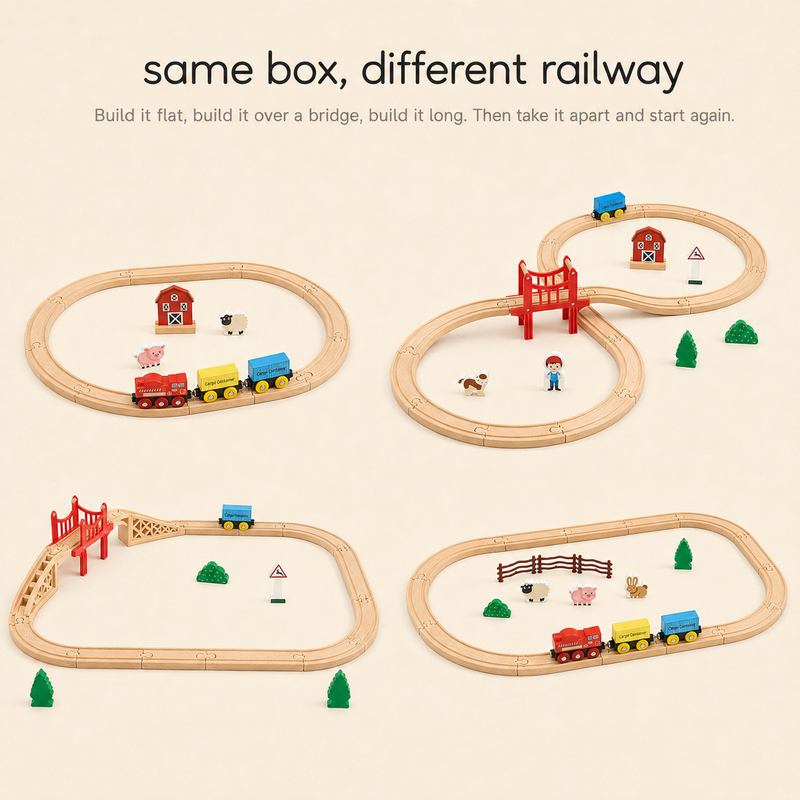 SucceBuy Wooden Train Set, 39pc