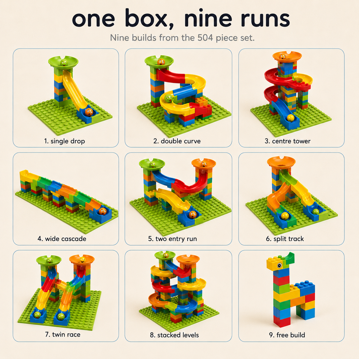Marble Race Track Blocks, 84-504pc