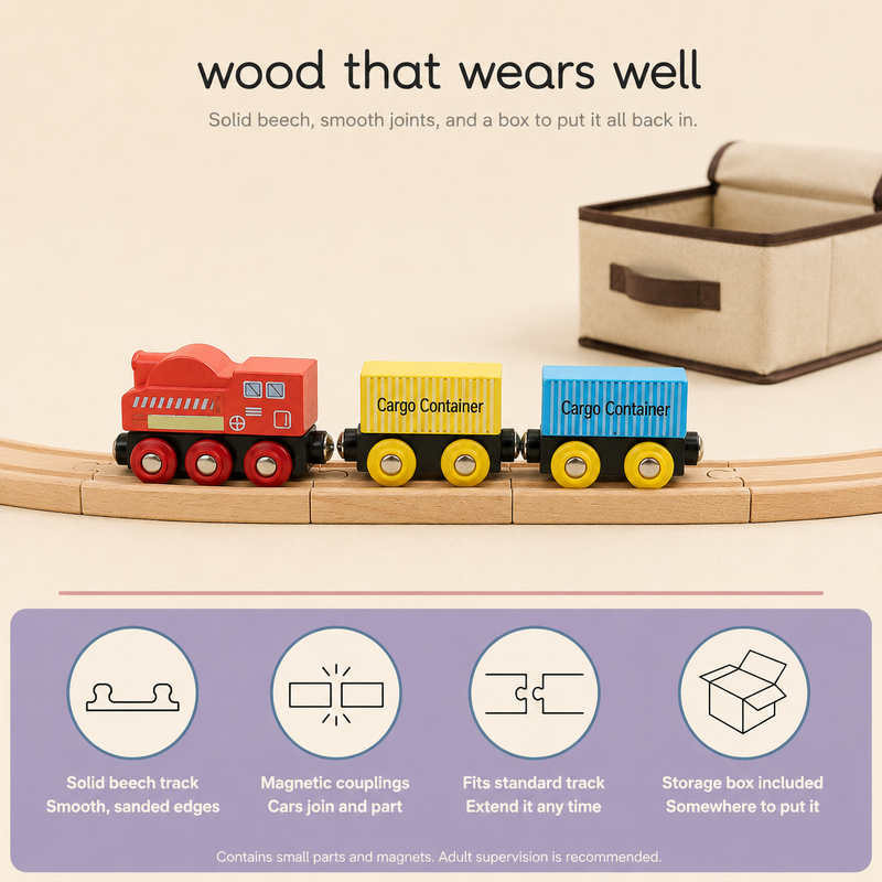 SucceBuy Wooden Train Set, 39pc