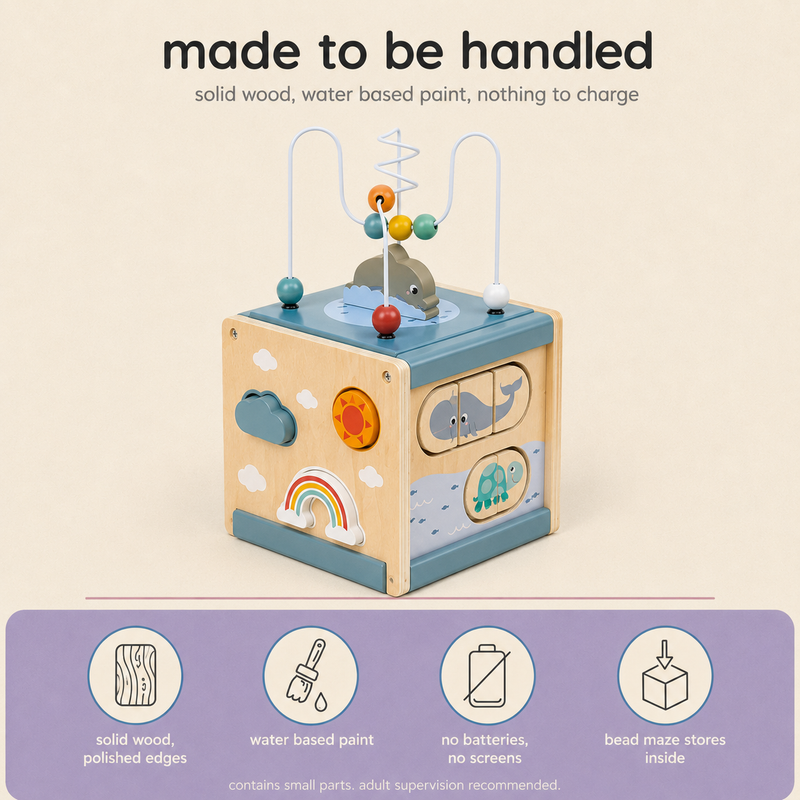 5-in-1 Wooden Activity Cube