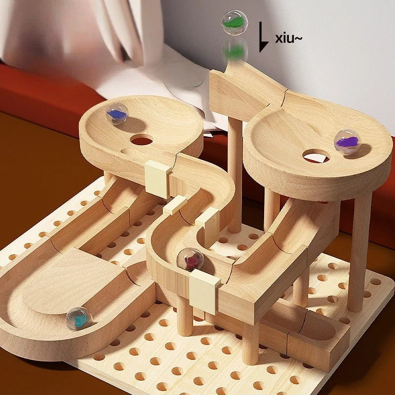 Wooden Ball Rolling Track Set