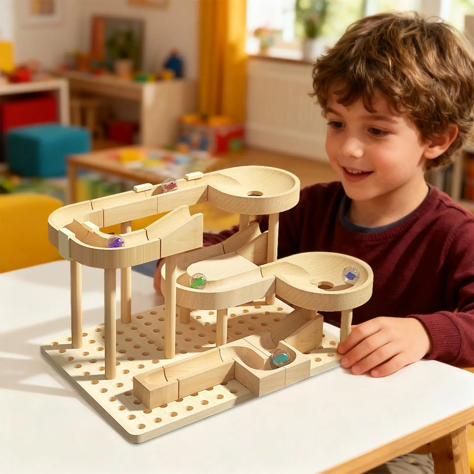 Wooden Marble Race Puzzle Board